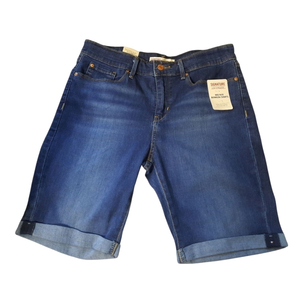 NWT Signature by Levi Strauss Blue Denim Jean Bermuda Shorts